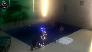 whoa threesome madness with big tit blonde brunette and hubby at motel pool bareback domination!! 🔥💦