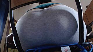 redhead milf neighbor farts loud in tight yoga pants closeup