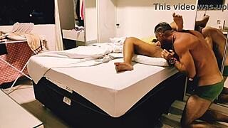 Intense footjob and anal with stepmother