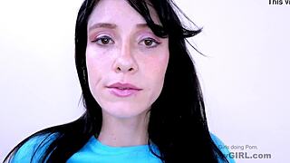 Damn shy brunette sucks hard cock!