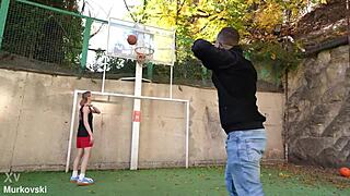 Street Pickup Artist Fucks Basketball Player Outdoors