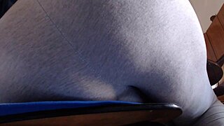 redhead milf neighbor farts loud in tight yoga pants closeup