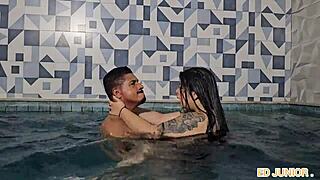 Colombian Antonella's Poolside Bareback Fuck Break