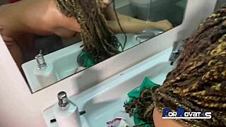 young Dominican Latina sucks Victor Bloom's fat cock in hotel bathroom