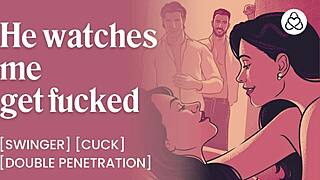 hubby watches me get fucked hard at swingers club 🔥💦