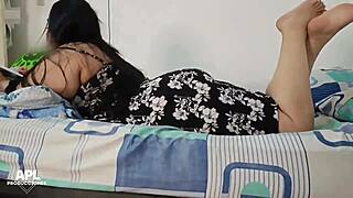 stepbro's new slut girlfriend bends for my huge ass fuck day one