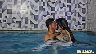 Colombian Antonella's Poolside Bareback Fuck Break