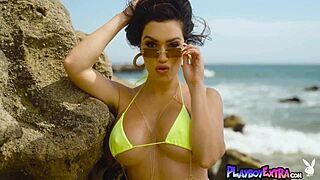 latina cj sparxx strips naked on beach showing off her big tits