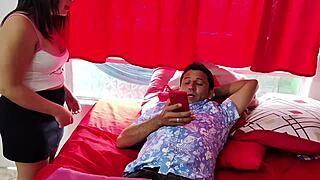 stepdad gets slapped by stepdaughter for dirty room then she takes cock spanking on ass 😈🍑