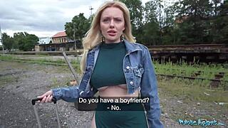 big ass big tits blonde ruby lee bends over for public agent pov blowjob cowgirl outdoor quickie