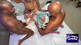 whoa bella bare crams two massive bbc deep in double penetration madness