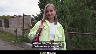 czech teen pov rides athletic blonde's tight narrow ass cowgirl outdoor cumshot