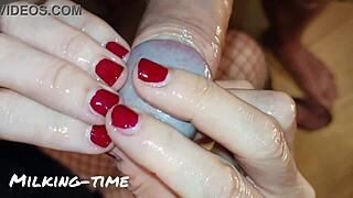 oh man my ultimate glans massage on this oiled lactating british wife slut with monster cock handjob milking close up... part 1