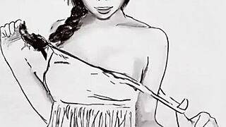 a sweet black model poses hot then strips naked outdoors teasing her pussy