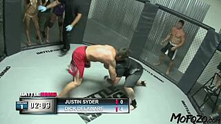 brunette model licks deepthroats monster cock post-fight rough facial orgasm