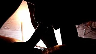 candlelight glows as she delivers romantic deepthroat blowjob with squirting finish