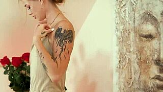 tattooed asandra oils up olivia for wet pussy licking toy massage fun