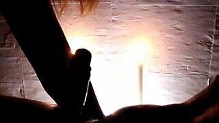 candlelight glows as she delivers romantic deepthroat blowjob with squirting finish