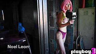 petite milf noel leon strips down as amazing model babe