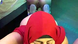 mia niqab's niqab hides steamy mirror blowjob cum gulp