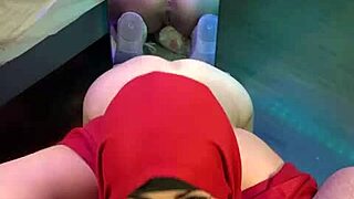 mia niqab's niqab hides steamy mirror blowjob cum gulp