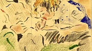 Vintage Cartoon Erotic Scenes With Hairy Retro Beauties