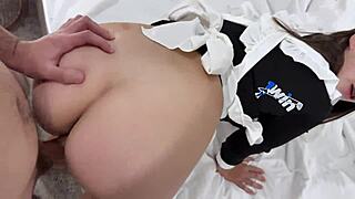 Wanna see my big ass cleaning lady bent over taking raw doggystyle creampie on her puffy pussy?