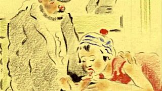 Vintage Cartoon Erotic Scenes With Hairy Retro Beauties