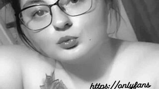 black bbw milf with big tits masturbates wildly on huge white cock interracial frenzy