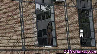 😈 lingerie babe strokes monster cock till huge cumshot explosion 💦