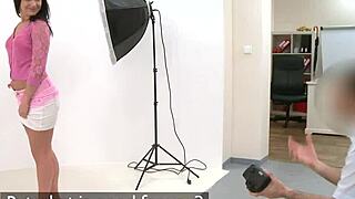 wanna see this dark russian babe bangin the agent on office sofa?