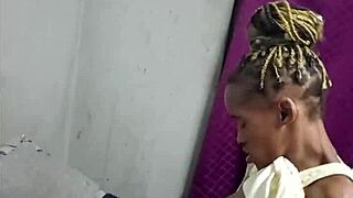 Secret Masked Man Pounds Black Braided Teen's Tight Pussy in Yellow Dress Doggystyle Ride