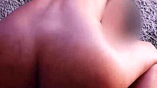 Risky backyard nude shower spied by neighbor leads to his thick cock creampie in me