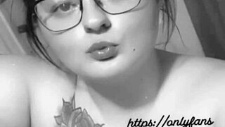 black bbw milf with big tits masturbates wildly on huge white cock interracial frenzy