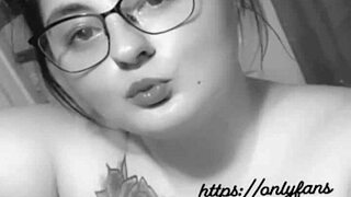 black bbw milf with big tits masturbates wildly on huge white cock interracial frenzy