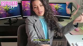 Espuleta Maia calls you to her office for a naughty private jerk off session