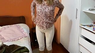 damn stepmom gets home horny flashes her huge tits and begs for a hard fuck