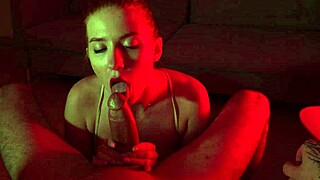 Redhead Slut Deepthroats Monster Cock Then Rides It Wild on Bedroom Bed