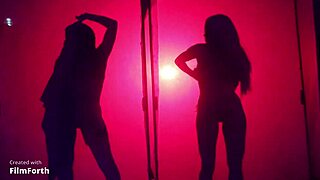 Sul American Bar Models Tease With Slow Lingerie Strip Behind The Screen