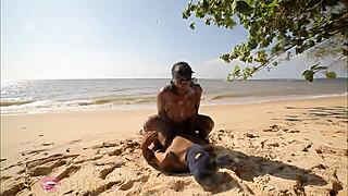 ebony babe twerks naked beach exercises begging huge dick part 3