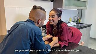 colombian teen skinny homemade kitchen blowjob deepthroat then rough pussy pounding part 1