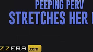 kayley gunner teases peeping neighbor mick blue with sloppy blowjob big tits ride