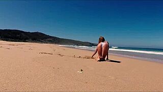 travel show with sasha ikeyeva bikini ass on spanish doninos beach