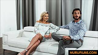 lesbian boss cougar craves young cock during erotic massage