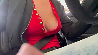 italian milf artemisia flashes her big tits on sexy car ride getting horny