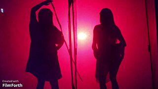 Sul American Bar Models Tease With Slow Lingerie Strip Behind The Screen