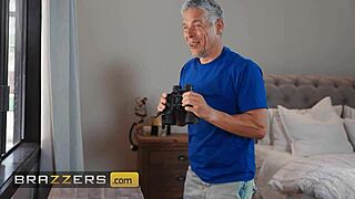 kayley gunner teases peeping neighbor mick blue with sloppy blowjob big tits ride