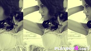 sexy big tits brunette milf poses seductively then strips exposing her juicy curves