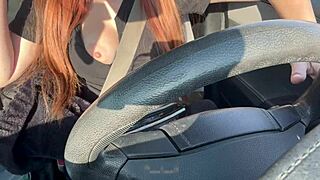 italian milf artemisia love flashes big nipples and tits on solo car ride