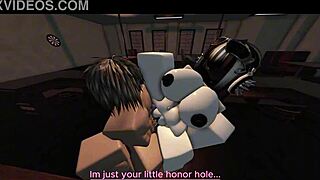 cock hungry roblox bartender guzzles multiple loads first night!